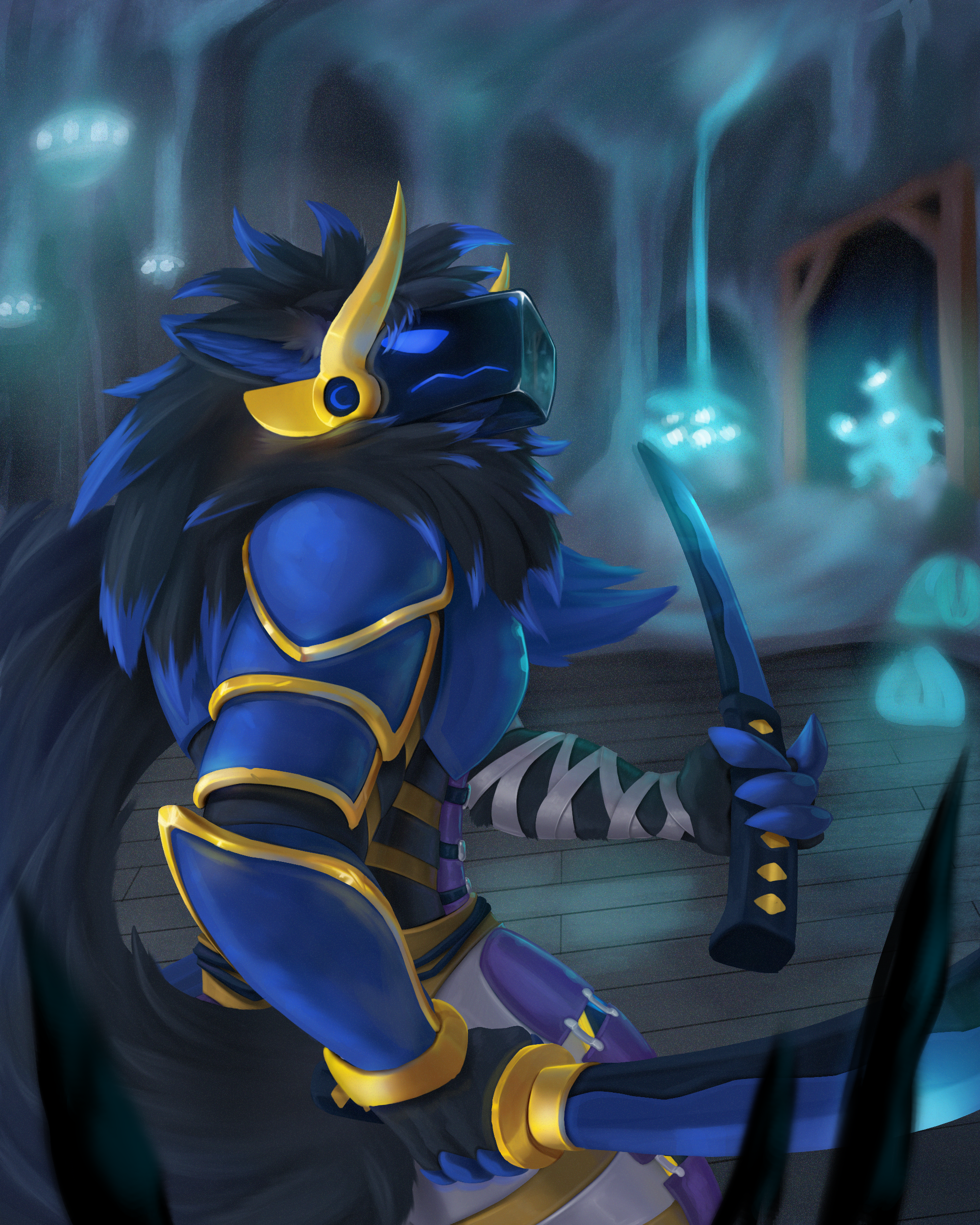 Ilustração digital de uma criatura luminosa